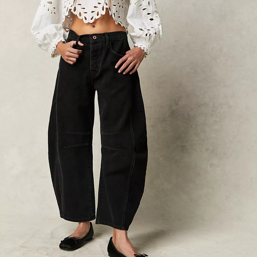 We The Free Black Barrel Jeans